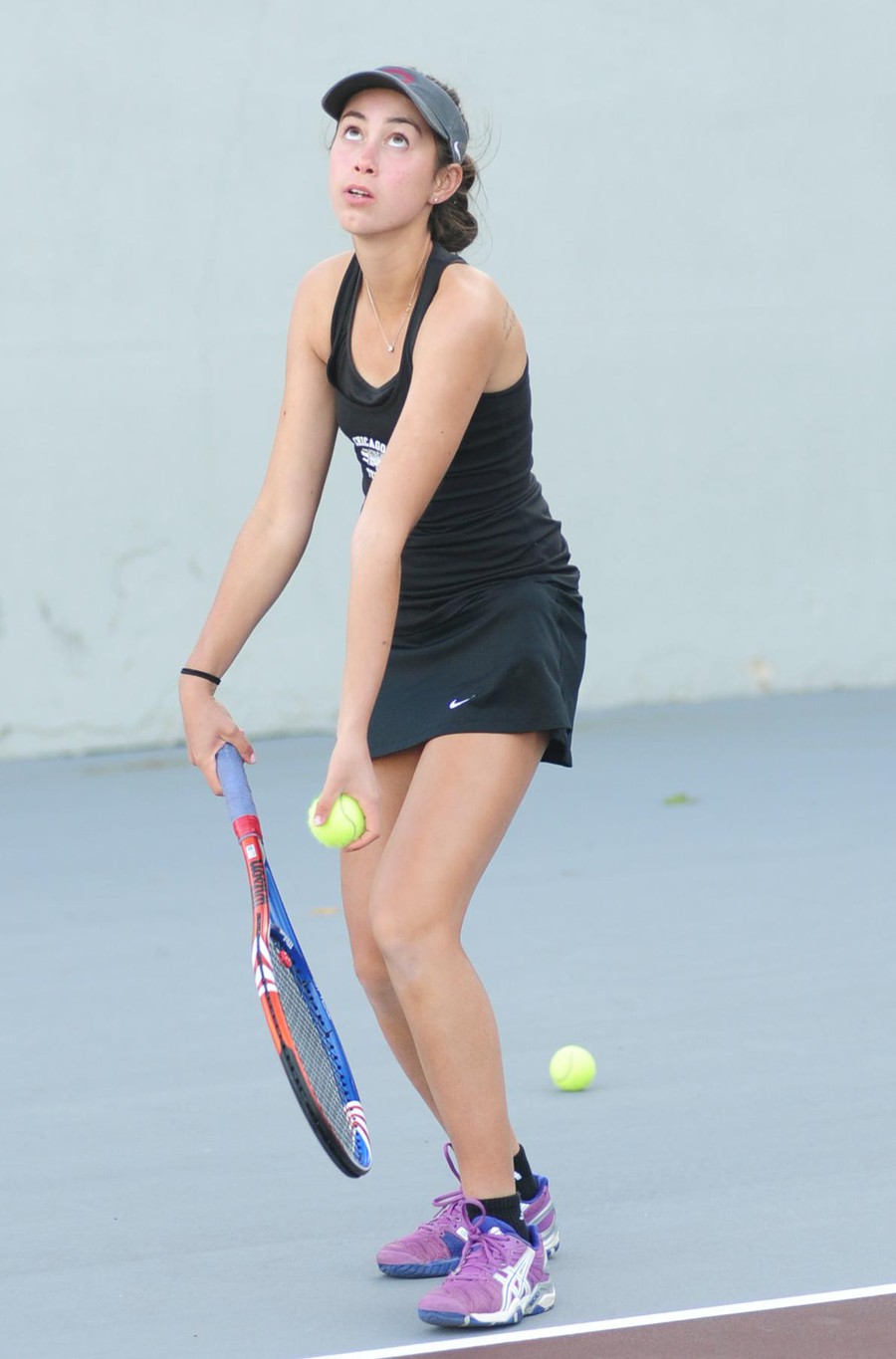 First-year Kat Stevanovich prepares to serve.
