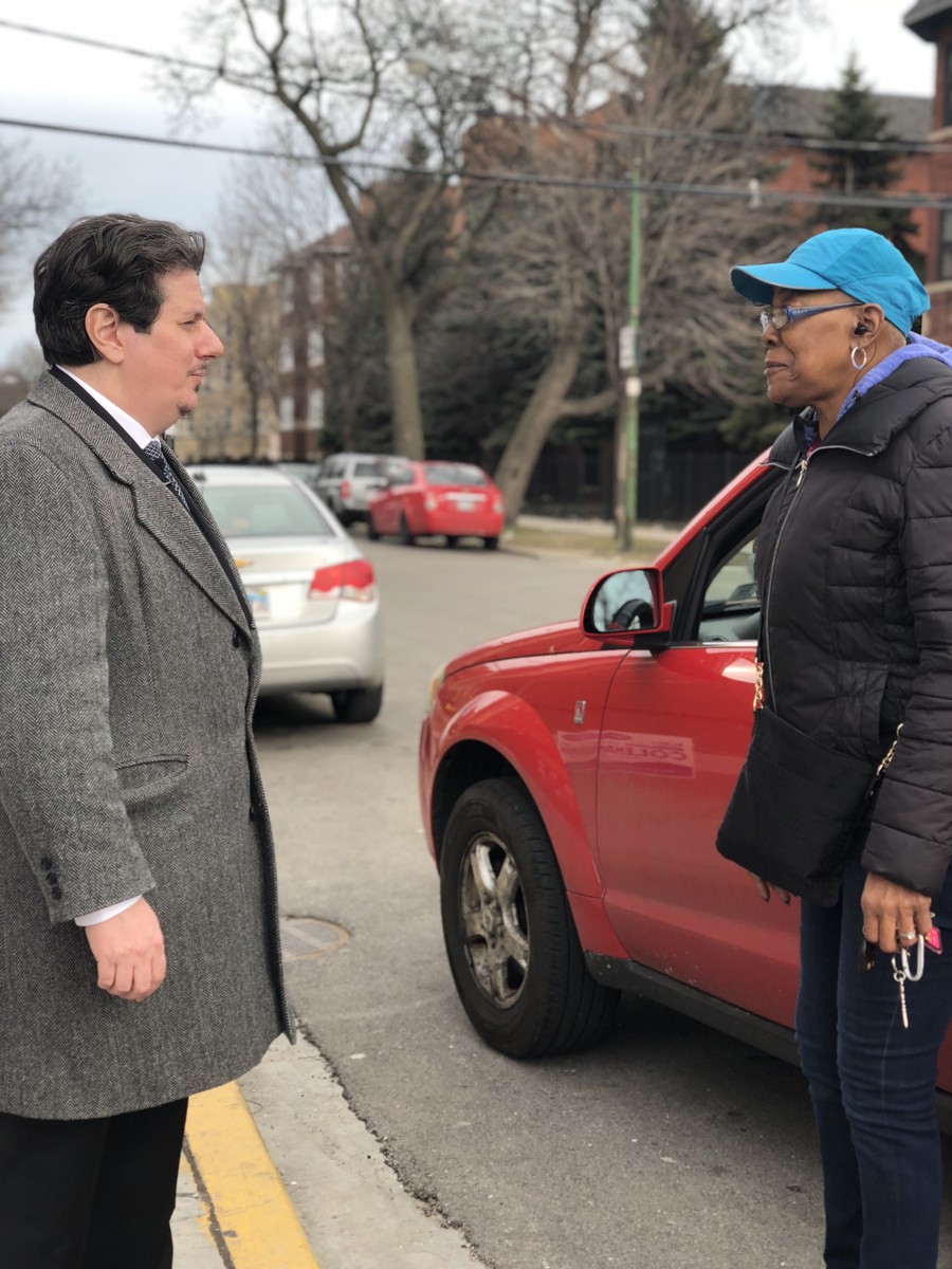 Piemonte spoke to a constituent who described herself as "The Queen of 71st Street," a long time Fifth Ward resident who intends to vote for Piemonte because she is ready for change.
