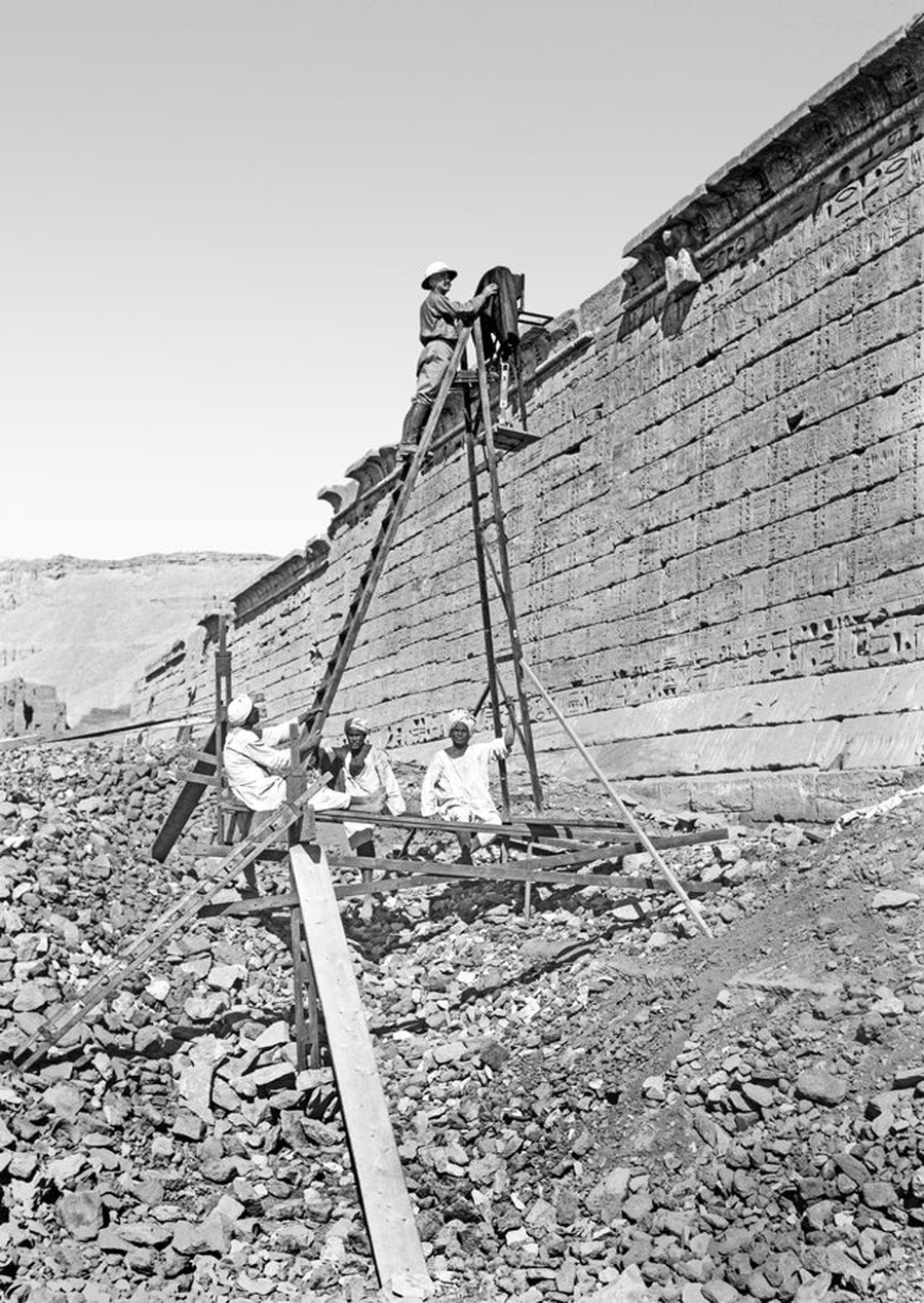The Epigraphic Survey staff photographing inscriptions